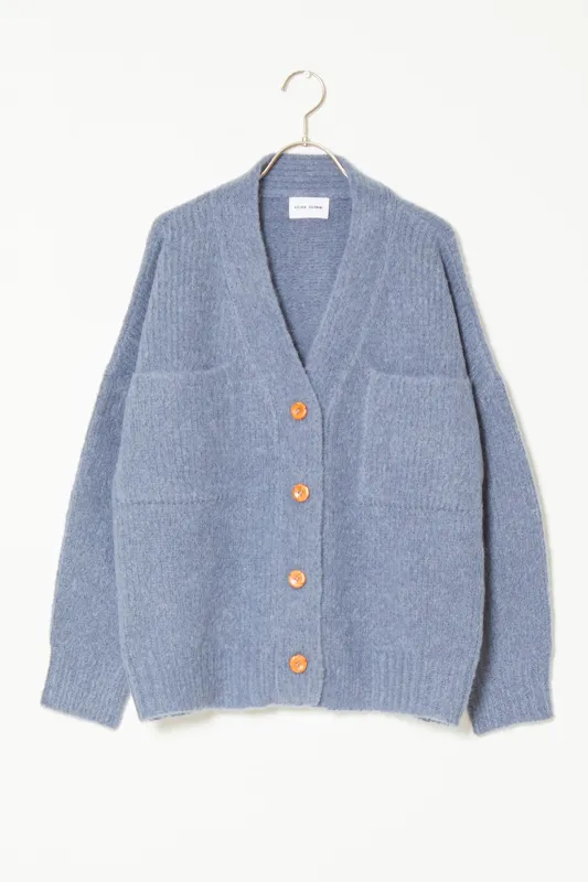 Amelia Cardigan in Supreme Alpaca - Washed Denim made by Atelier Delphine