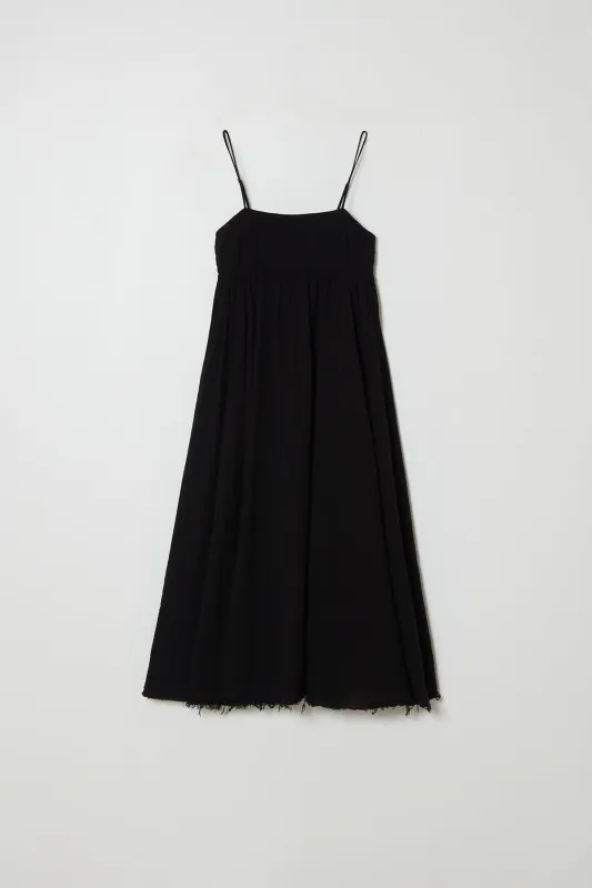 Arquette Dress in Crinkled Cotton Gauze - Black made by Atelier Delphine