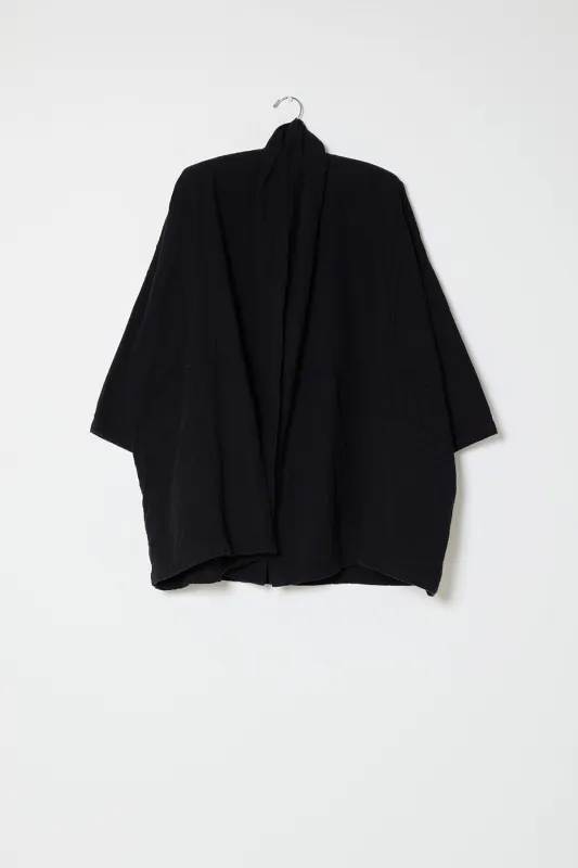 Haori Coat in Double Layer Gauze - Black made by Atelier Delphine