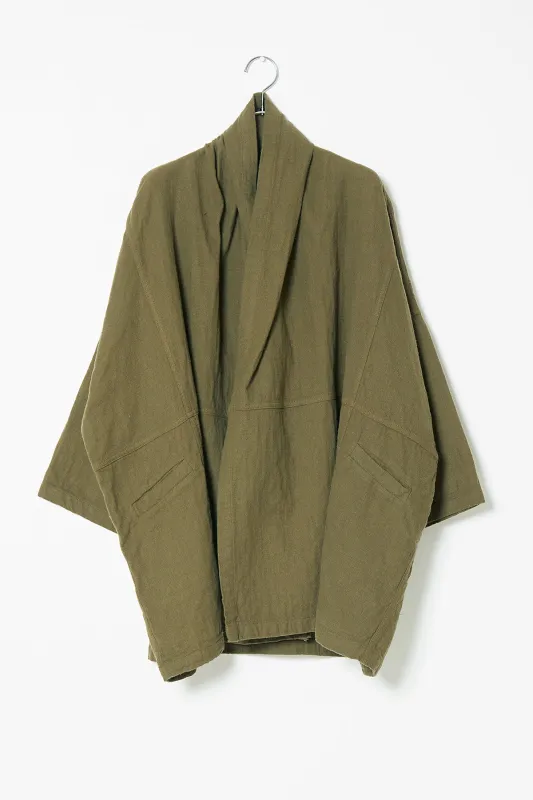 Haori Coat in Double Layer Gauze - Hunter Green made by Atelier Delphine