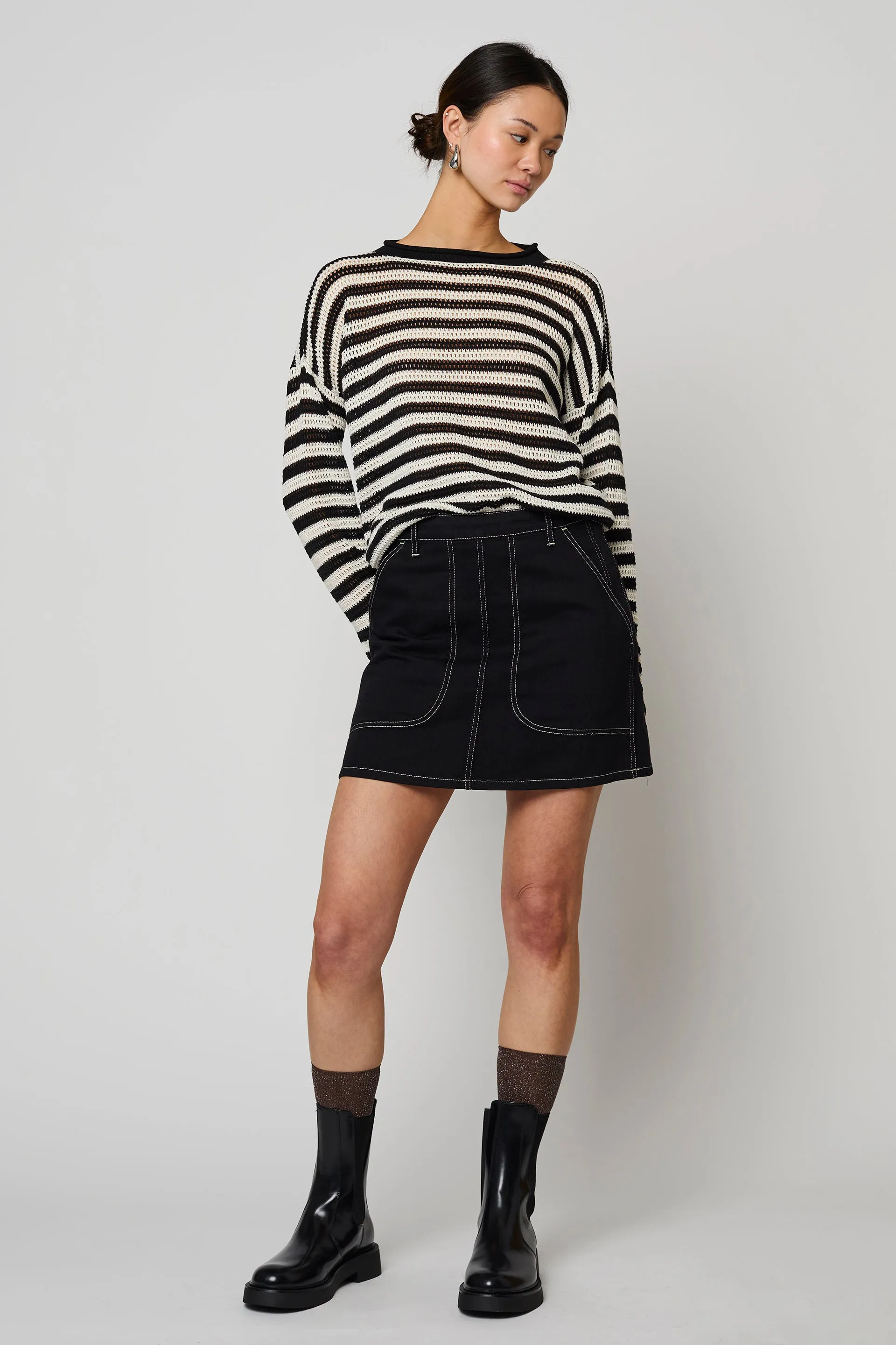 Leilani Sweater in Openwork Knit - Black & Cream sold by Atelier Delphine product image thumbnail 3