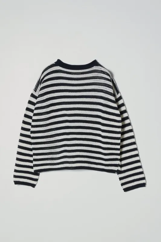 Leilani Sweater in Openwork Knit - Black & Cream made by Atelier Delphine