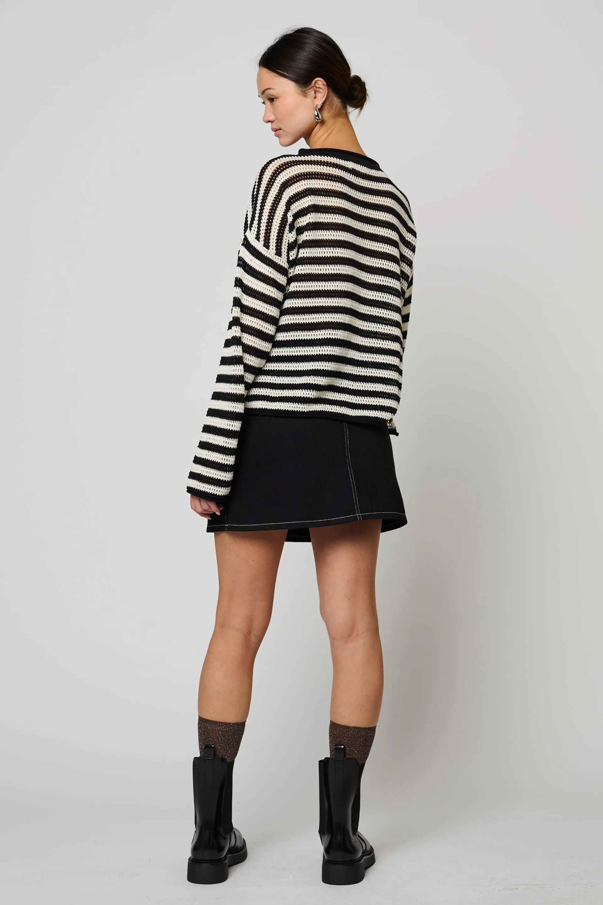 Leilani Sweater in Openwork Knit - Black & Cream sold by Atelier Delphine product image thumbnail 4