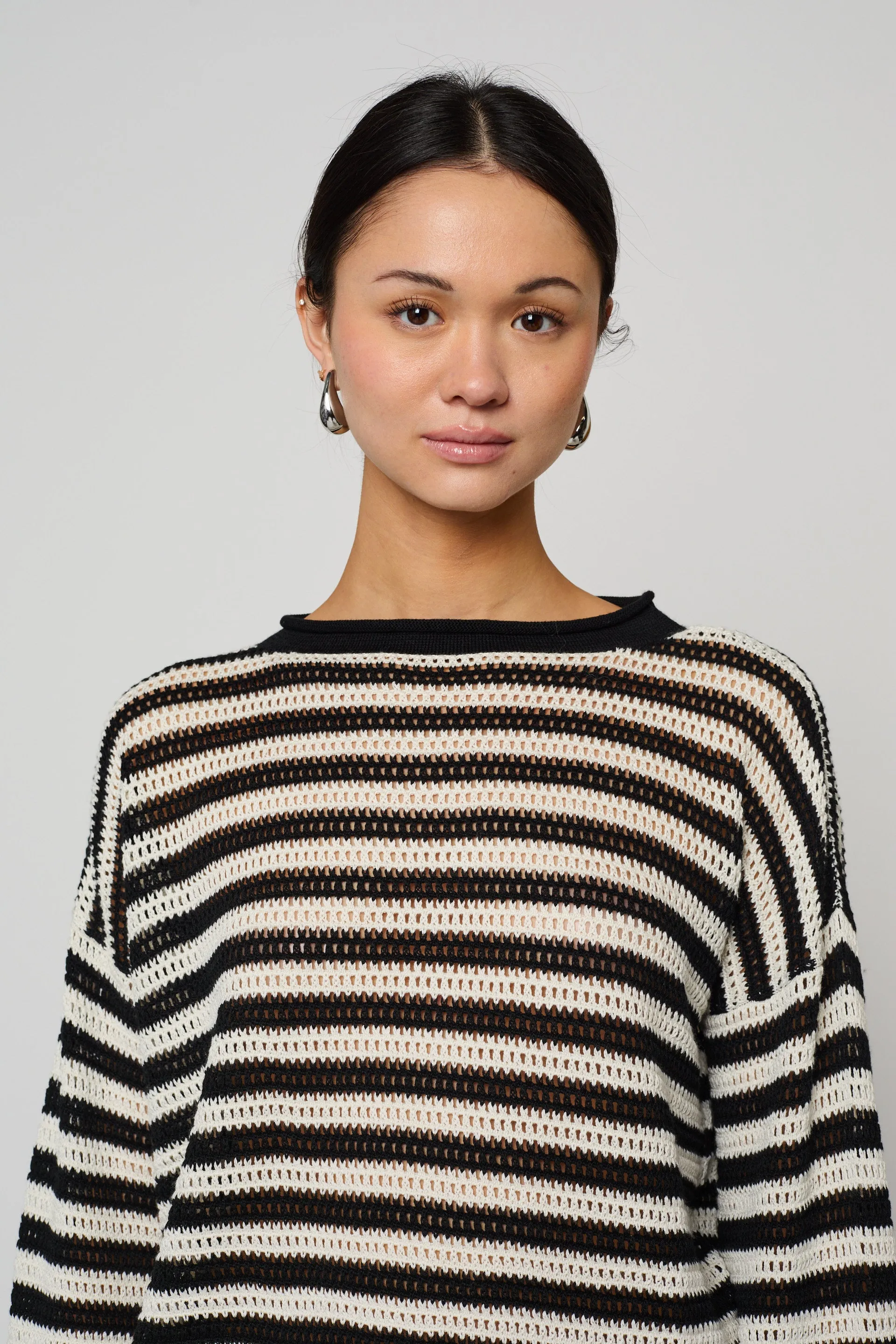 Leilani Sweater in Openwork Knit - Black & Cream sold by Atelier Delphine product image thumbnail 5