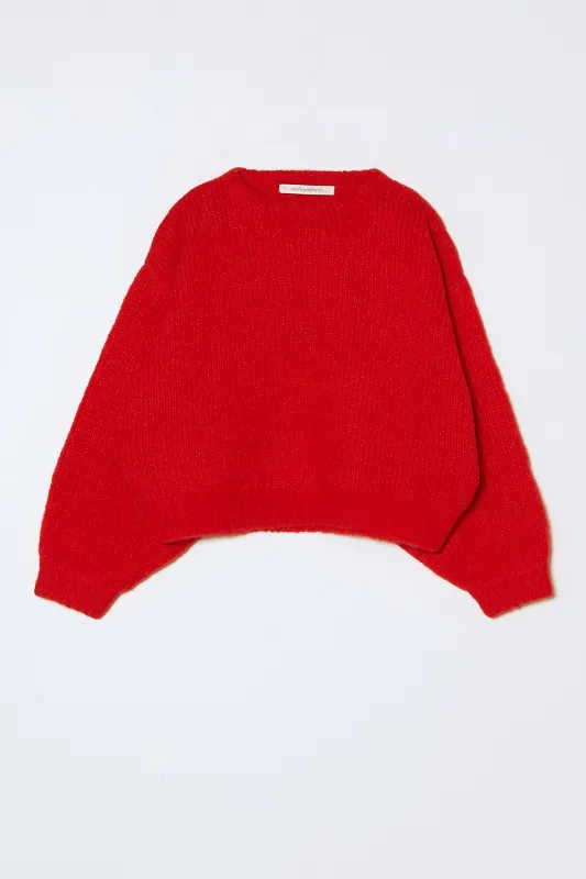 Balloon Sleeve Sweater in Supreme Alpaca - Coral made by Atelier Delphine