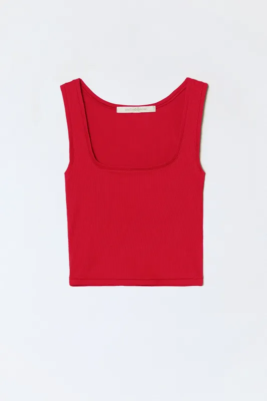 Crop Rib Tank - Red made by Atelier Delphine