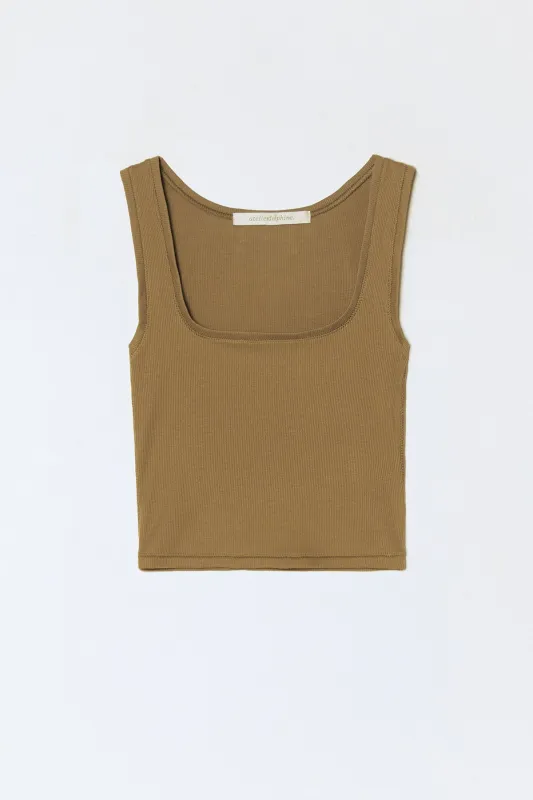 Crop Rib Tank - Tobacco made by Atelier Delphine