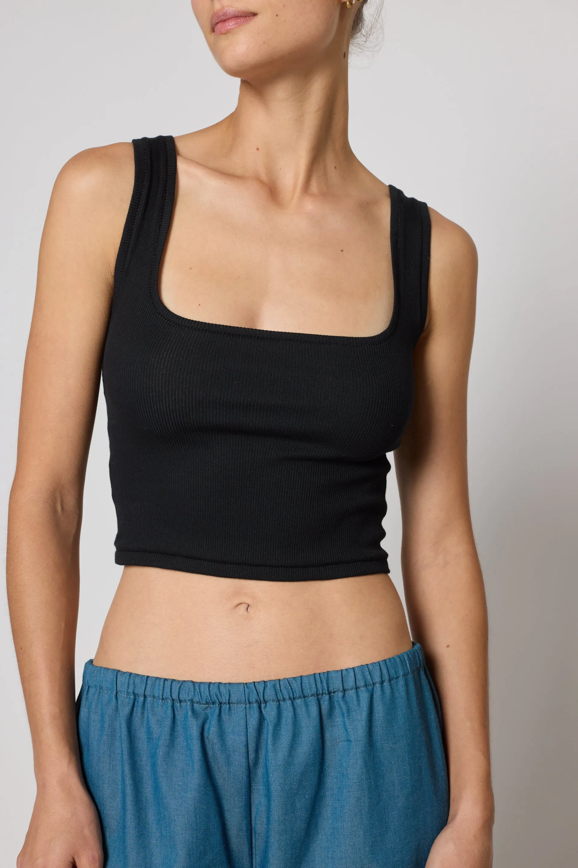Crop Rib Tank - Black sold by Atelier Delphine product image thumbnail 4