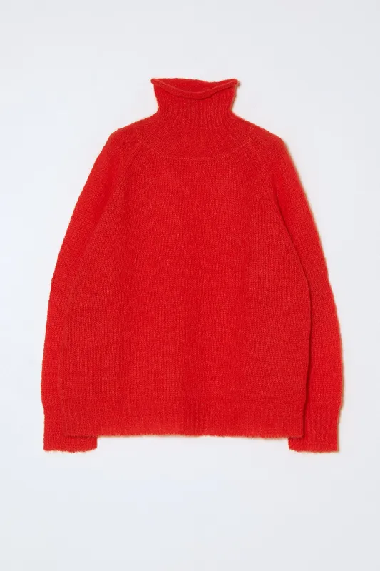 Vasilisa Airy Turtleneck Sweater in Soft Alpaca - Coral made by Atelier Delphine