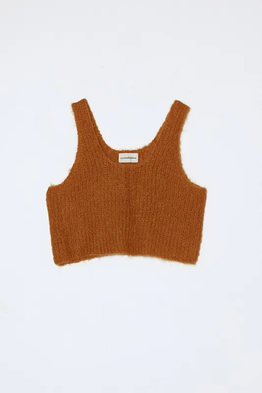 Super Crop Tank in Suri Alpaca - Burnt Orange made by Atelier Delphine
