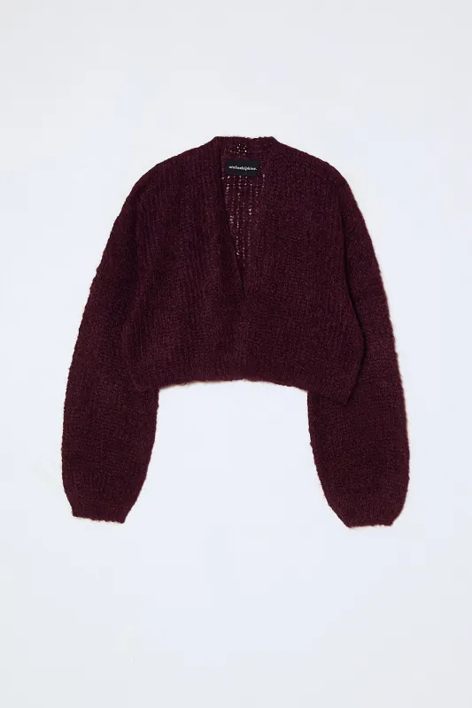 Super Crop Cora Cardigan in Suri Alpaca - Deep Orchid made by Atelier Delphine