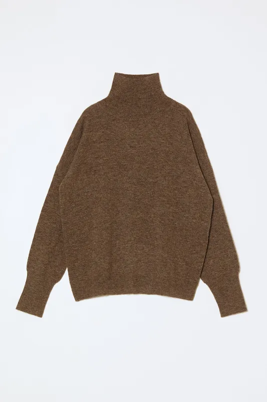 Soft Turtleneck Sweater in High Gauge Alpaca - Mocha made by Atelier Delphine