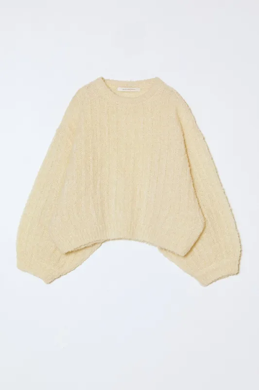 Plush Airy Balloon Sleeve Sweater in Bouclé Alpaca - Cream made by Atelier Delphine