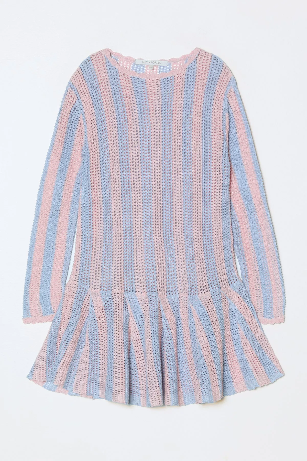 Frida Dress in Openwork Knit - Pastel Stripe sold by Atelier Delphine