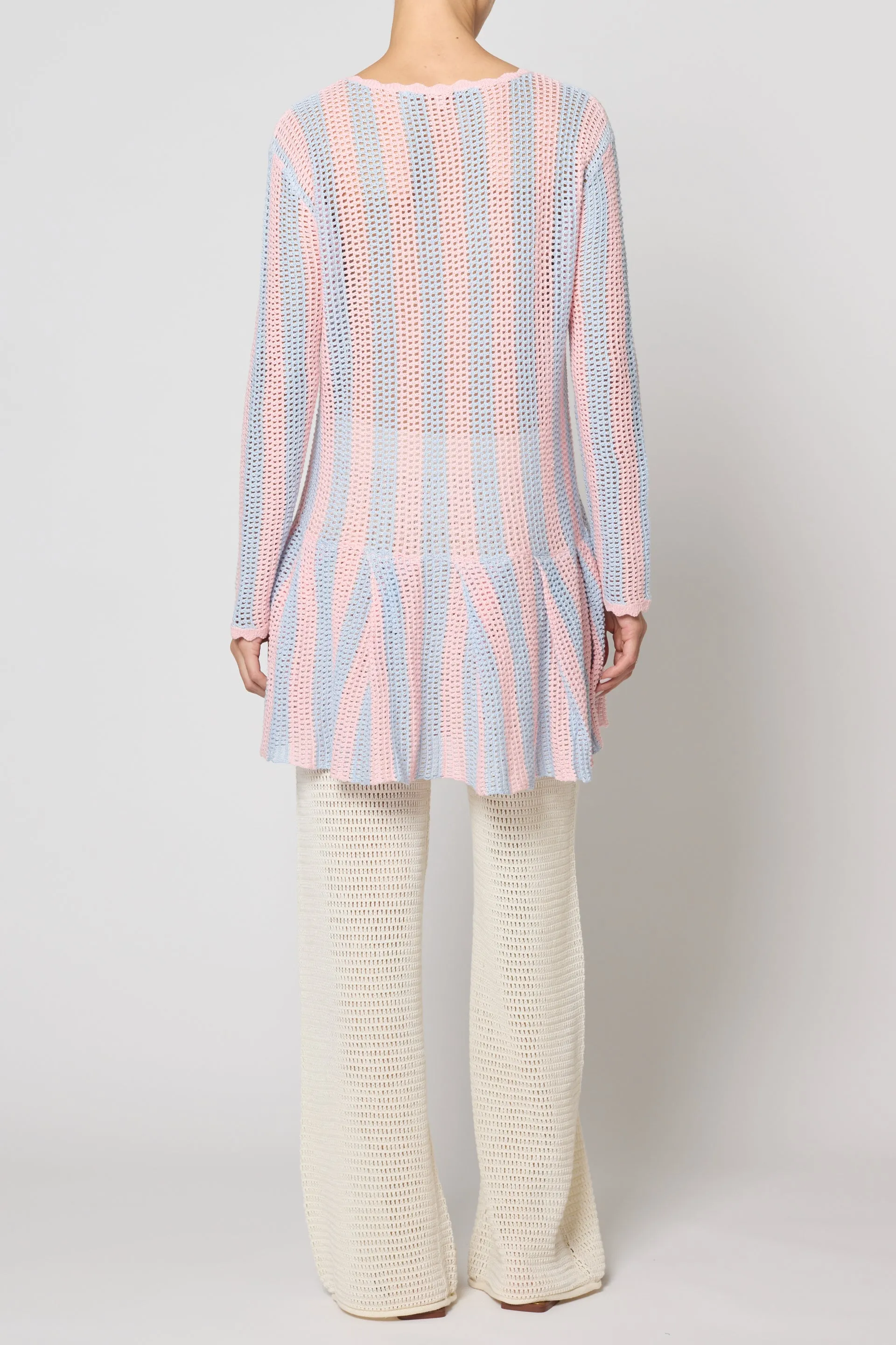 Frida Dress in Openwork Knit - Pastel Stripe sold by Atelier Delphine product image thumbnail 4