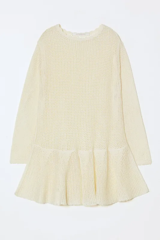 Frida Dress in Openwork Knit - Cream made by Atelier Delphine