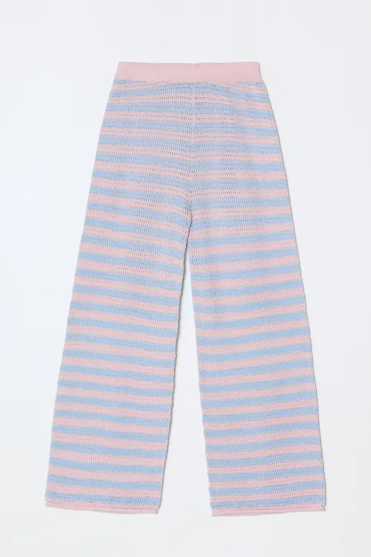 Sadie Pant in Openwork Knit - Pastel Stripe made by Atelier Delphine