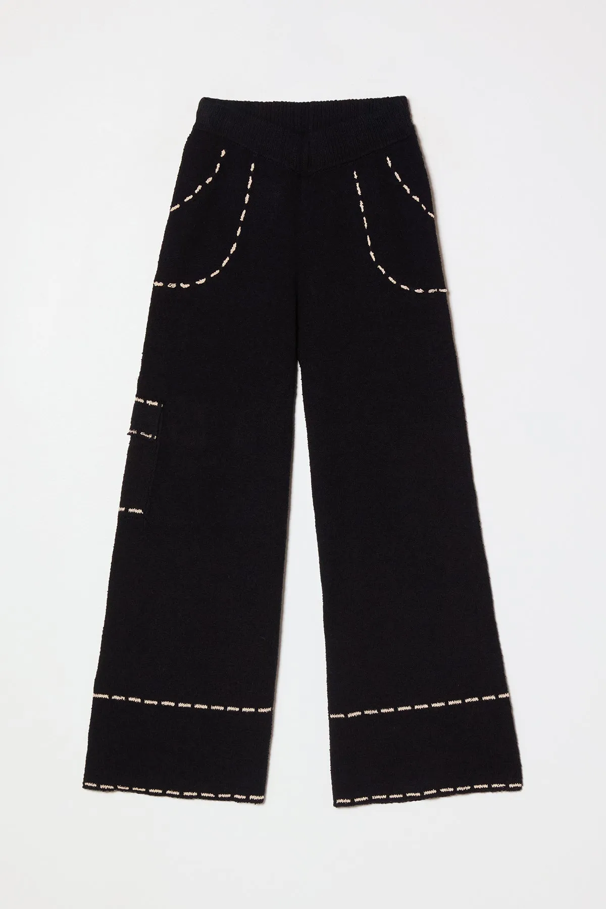 Lottie Pant in Boucle Tanguis Cotton - Black sold by Atelier Delphine