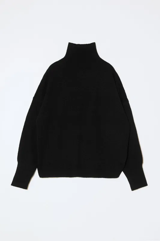 Soft Turtleneck Sweater in High Gauge Alpaca - Black made by Atelier Delphine