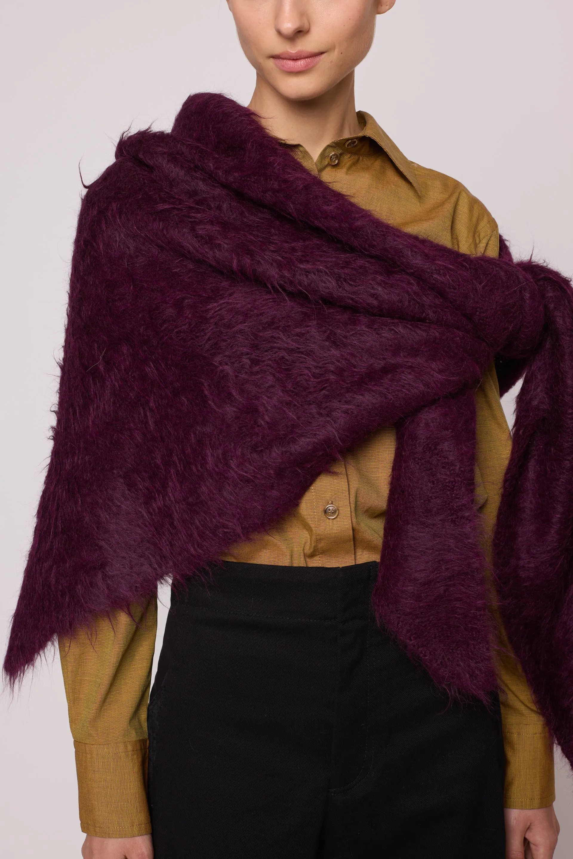 Triangle Scarf in Brushed Suri Alpaca - Burgundy sold by Atelier Delphine product image thumbnail 3