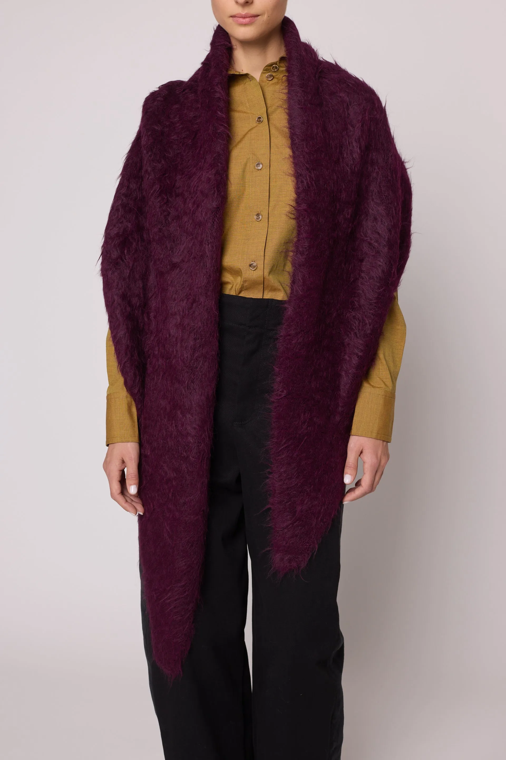 Triangle Scarf in Brushed Suri Alpaca - Burgundy sold by Atelier Delphine product image thumbnail 4