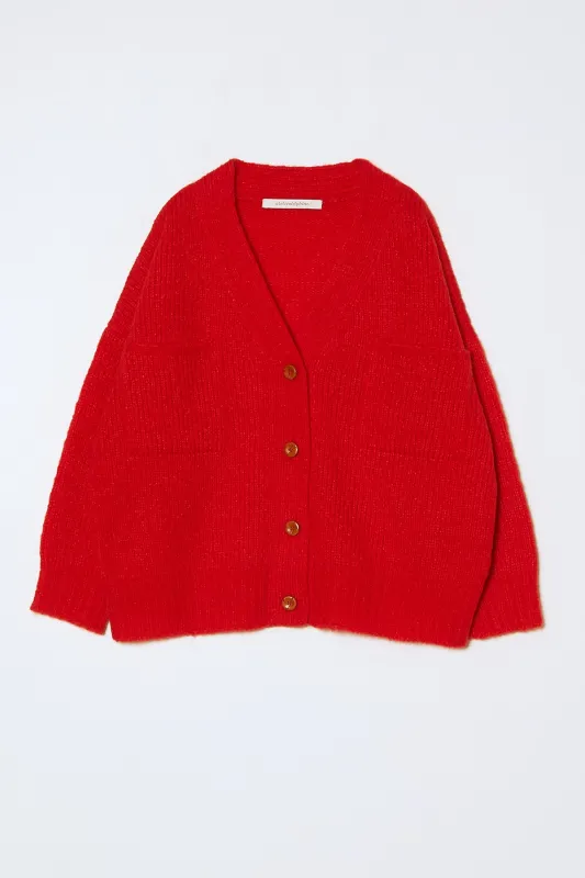 Amelia Cardigan in Supreme Alpaca - Coral made by Atelier Delphine