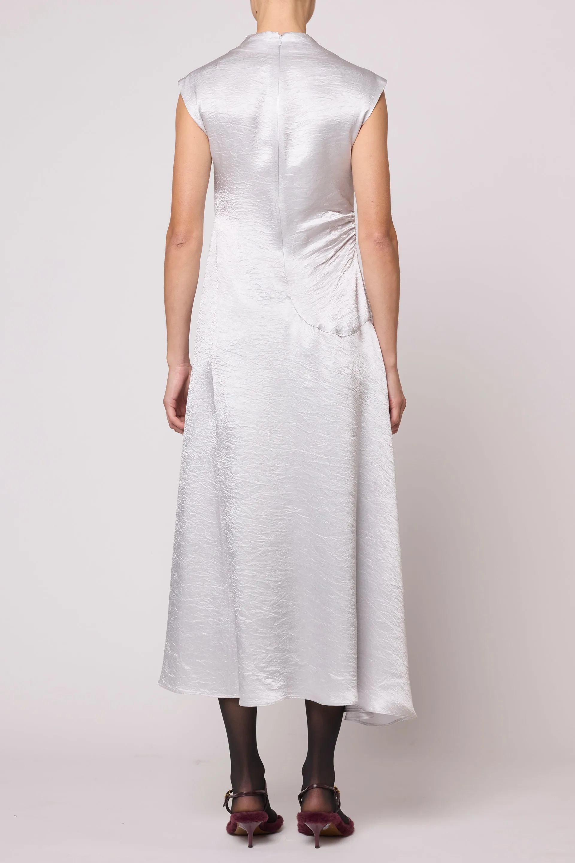 Twisted Dress in Crinkled Satin - Silver sold by Atelier Delphine product image thumbnail 3