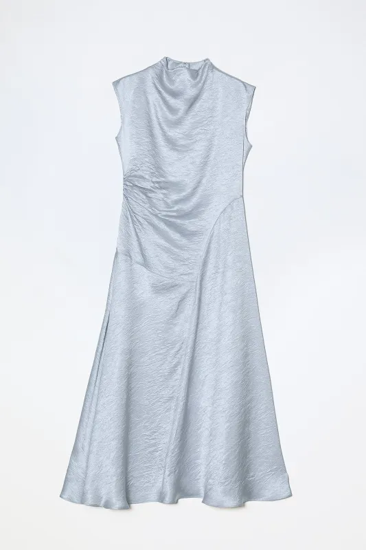 Twisted Dress in Crinkled Satin - Silver made by Atelier Delphine