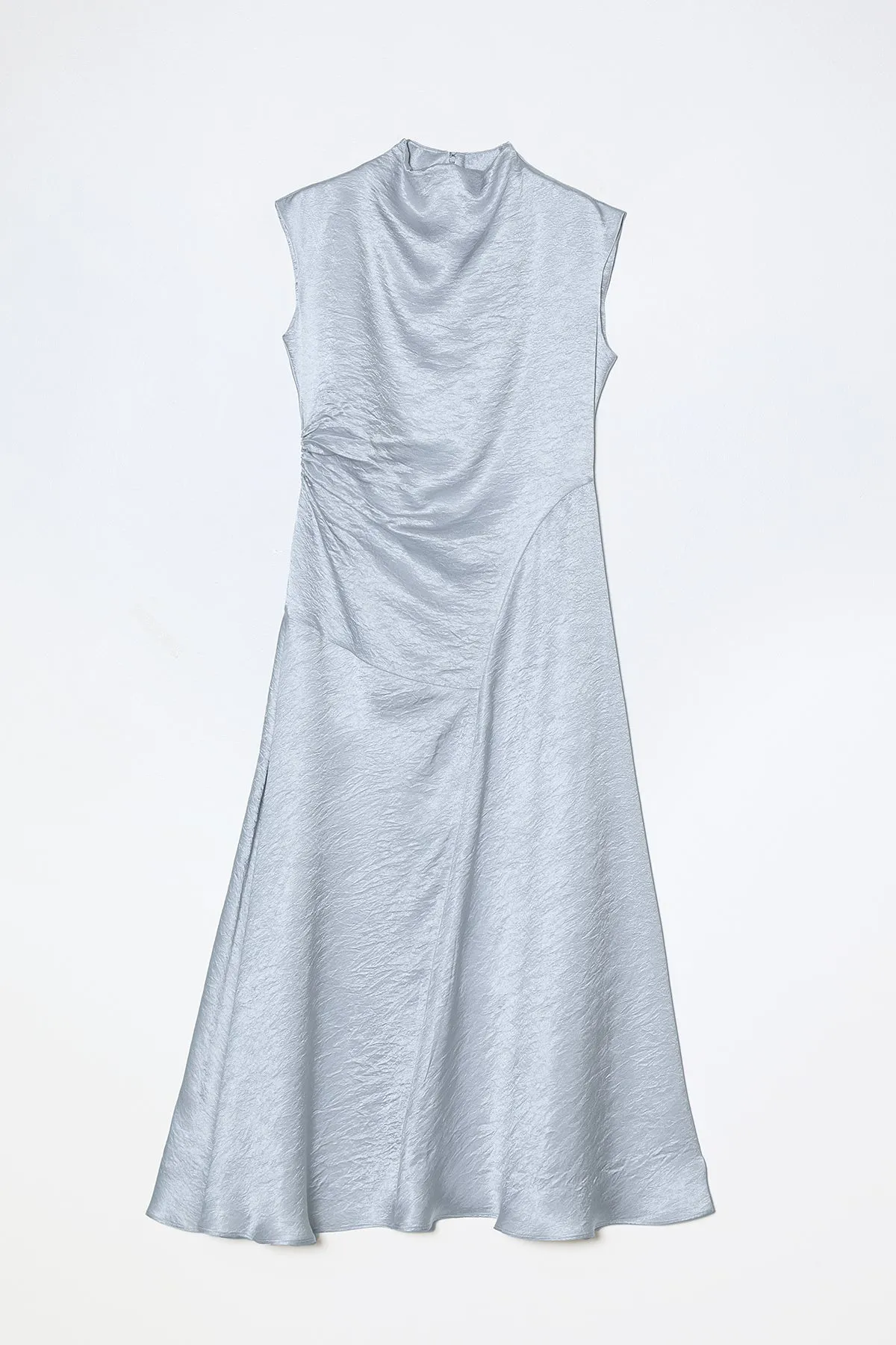 Twisted Dress in Crinkled Satin - Silver sold by Atelier Delphine