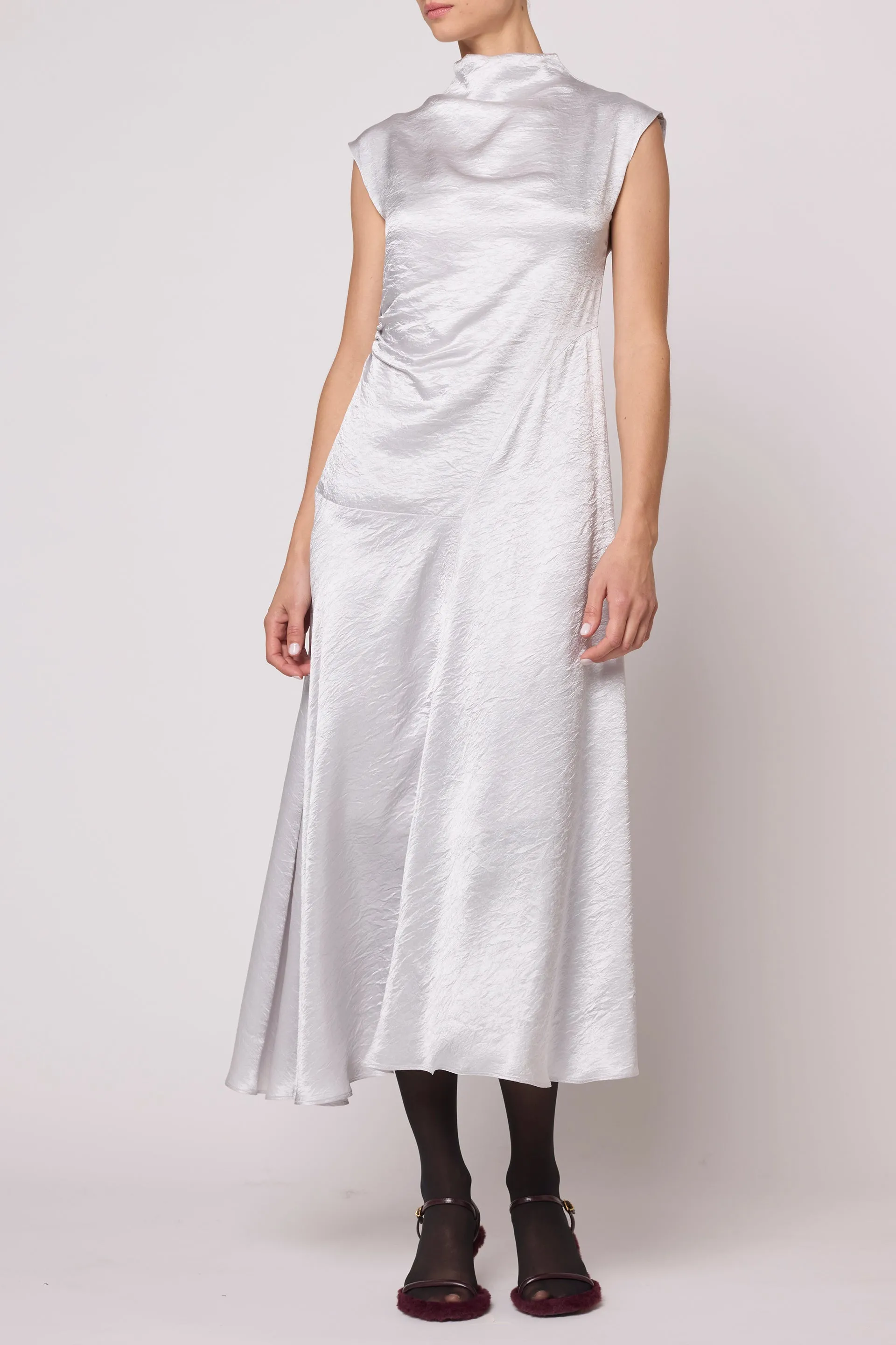Twisted Dress in Crinkled Satin - Silver sold by Atelier Delphine product image thumbnail 2