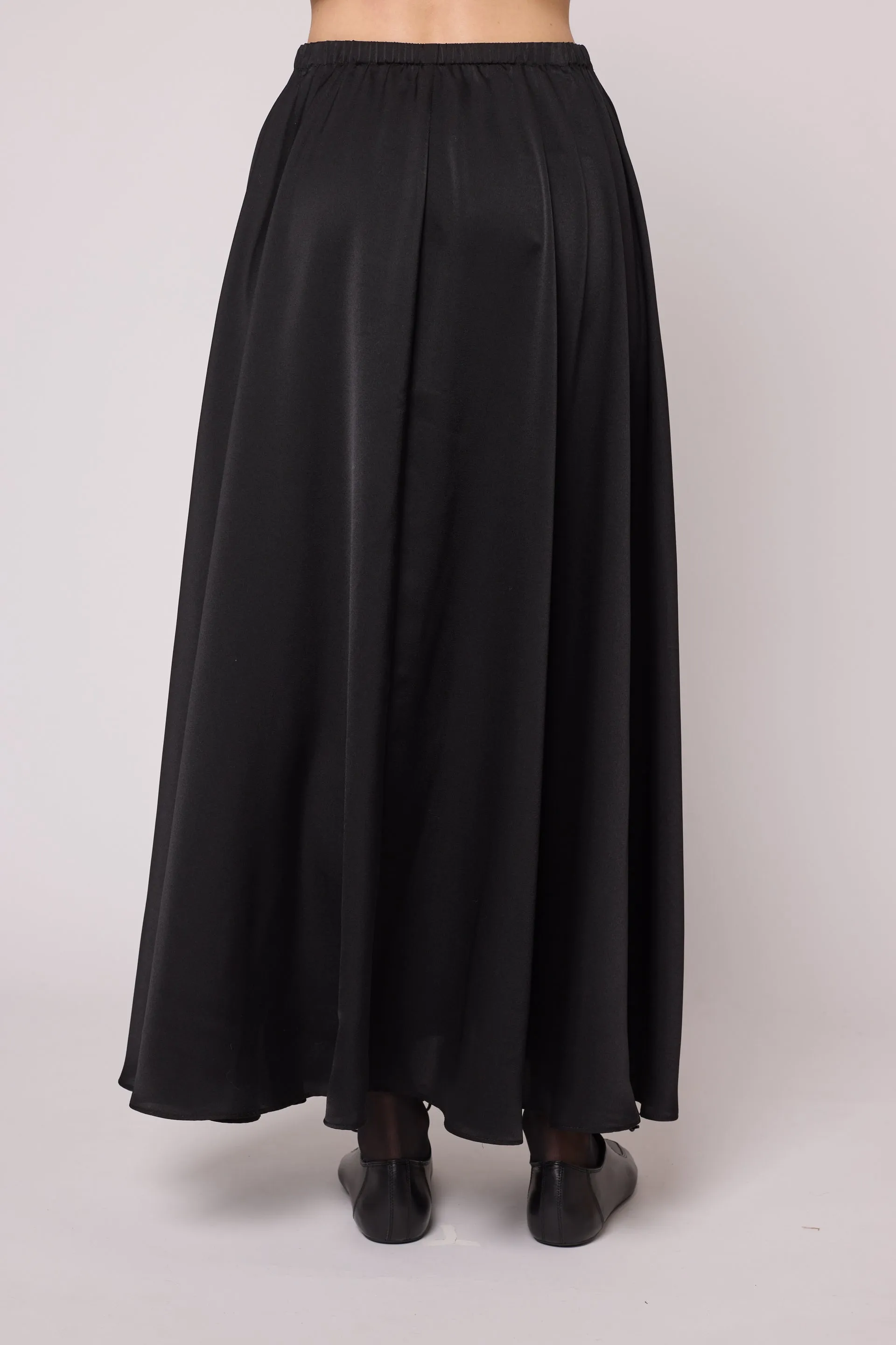 Madison Long Skirt in Matte Sheen Satin - Black sold by Atelier Delphine product image thumbnail 4