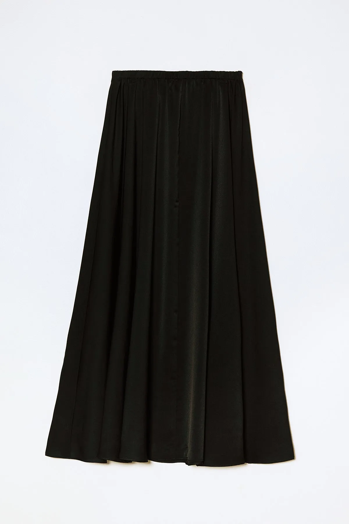 Madison Long Skirt in Matte Sheen Satin - Black sold by Atelier Delphine