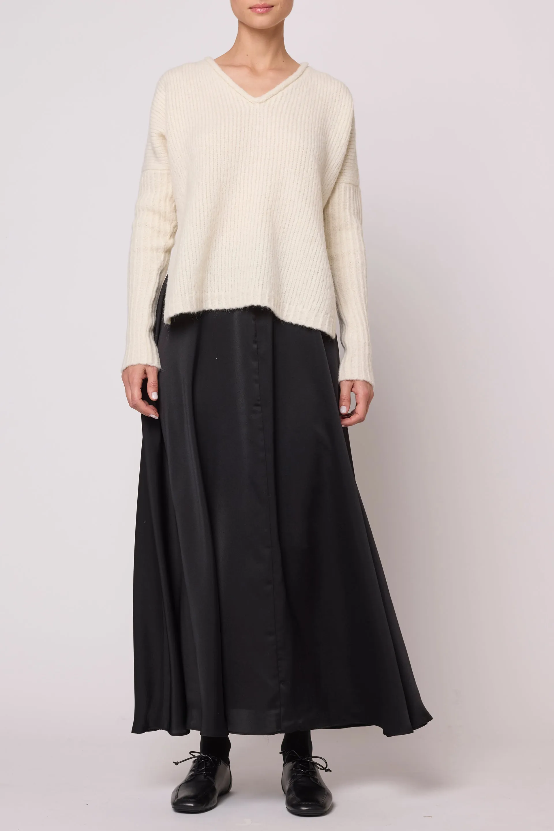 Madison Long Skirt in Matte Sheen Satin - Black sold by Atelier Delphine product image thumbnail 2