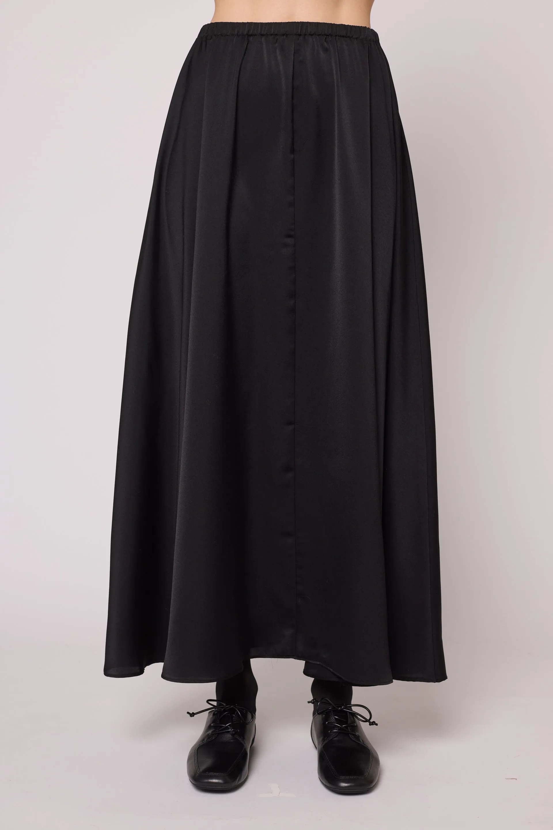 Madison Long Skirt in Matte Sheen Satin - Black sold by Atelier Delphine product image thumbnail 3