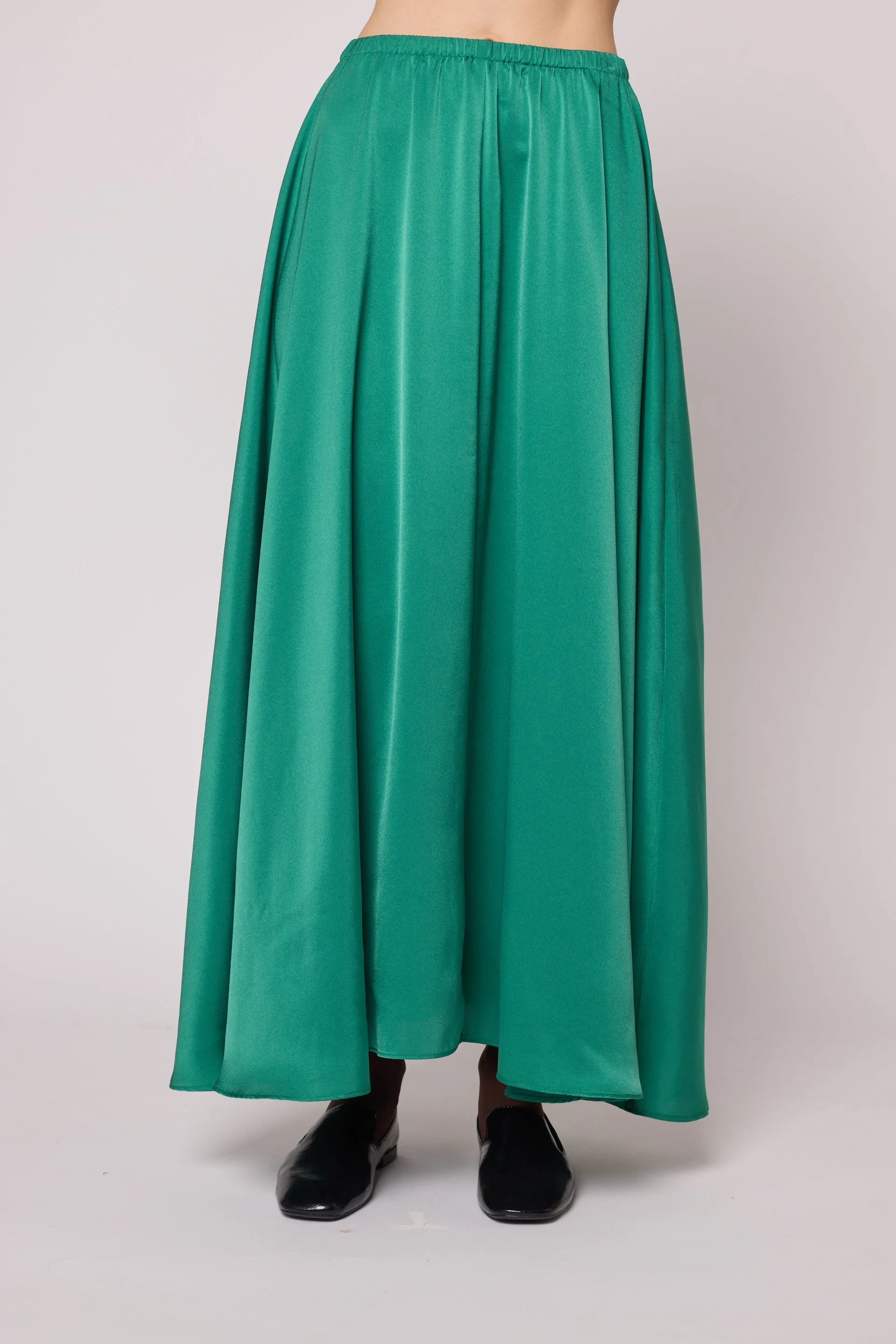 Madison Long Skirt in Matte Sheen Satin - Green sold by Atelier Delphine product image thumbnail 3