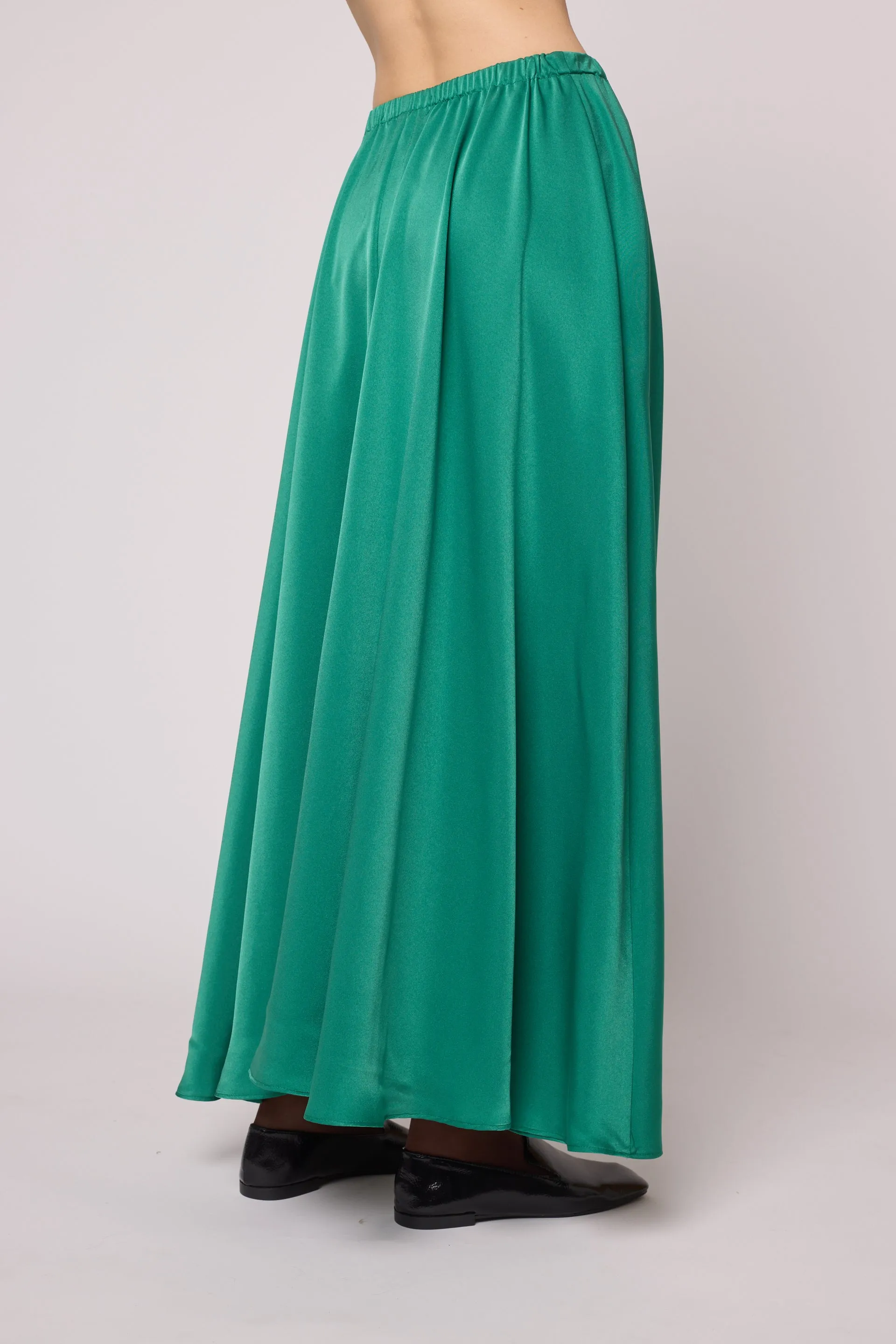 Madison Long Skirt in Matte Sheen Satin - Green sold by Atelier Delphine product image thumbnail 4