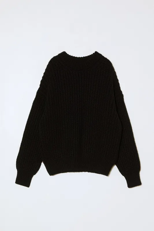Rib Crewneck Sweater in Alpaca Pima Blend - Black made by Atelier Delphine