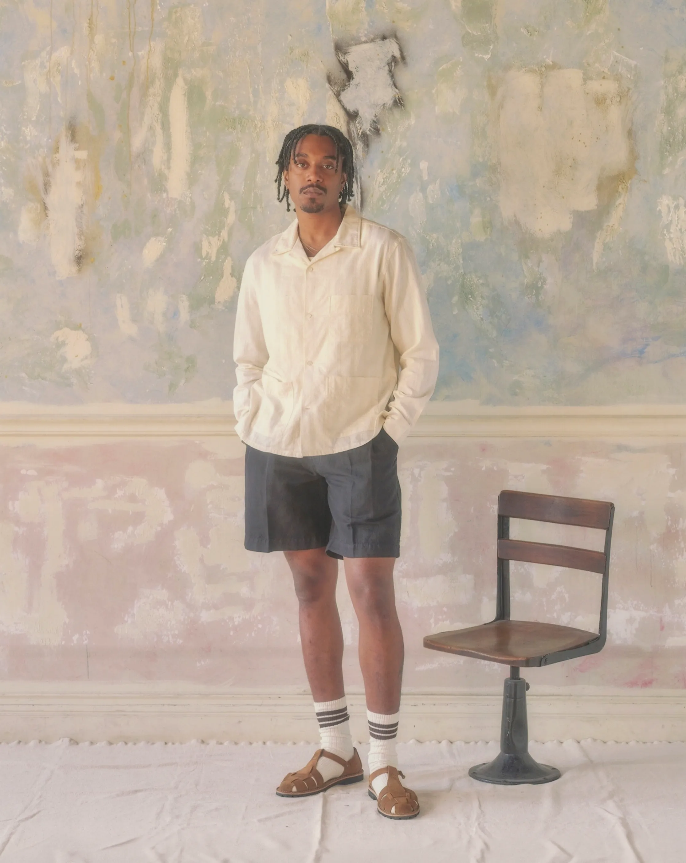 Canal Cotton & Linen Pleated Short sold by Knickerbocker product image thumbnail 3