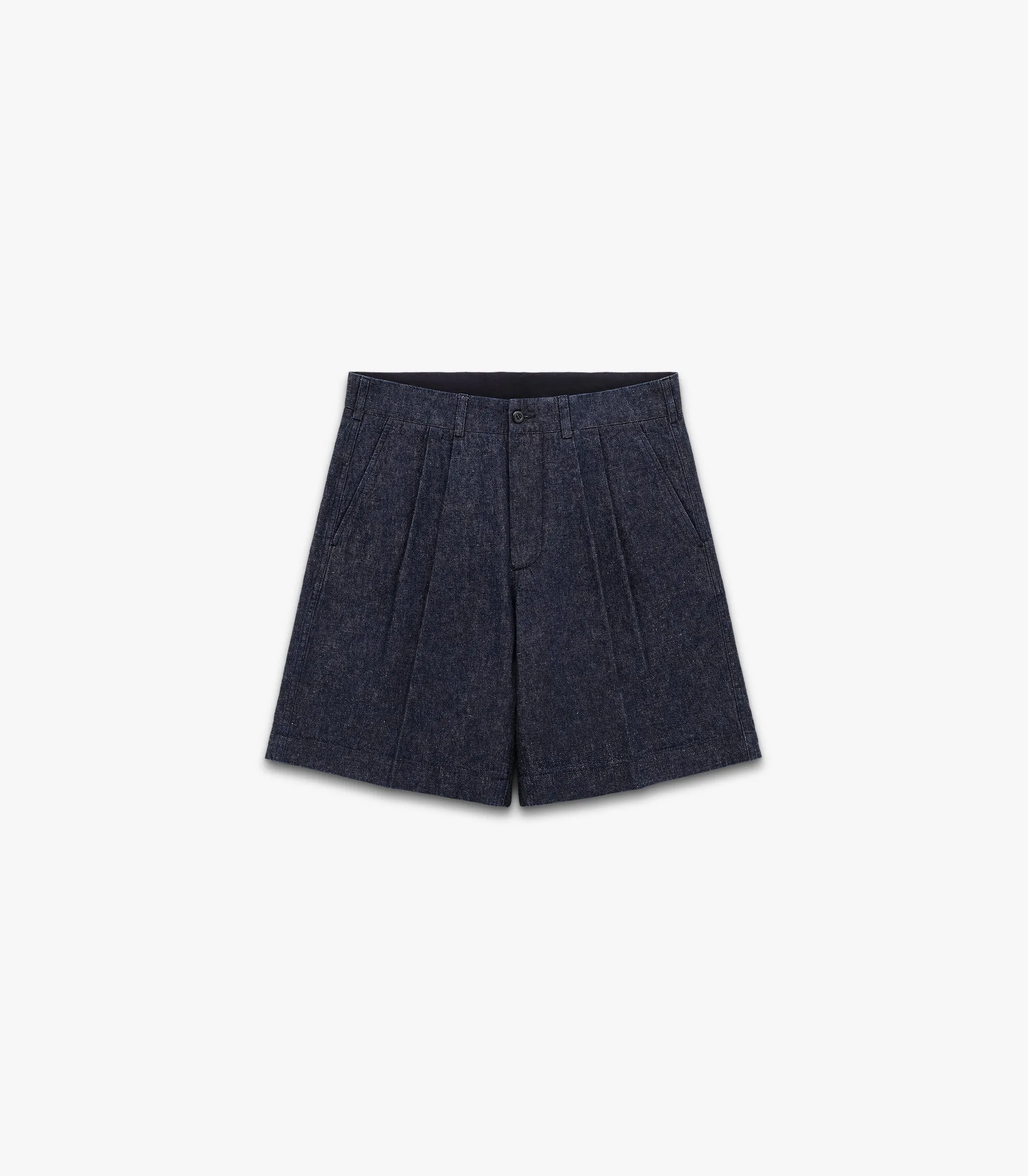 Canal Pleated Denim Cotton & Linen Short sold by Knickerbocker