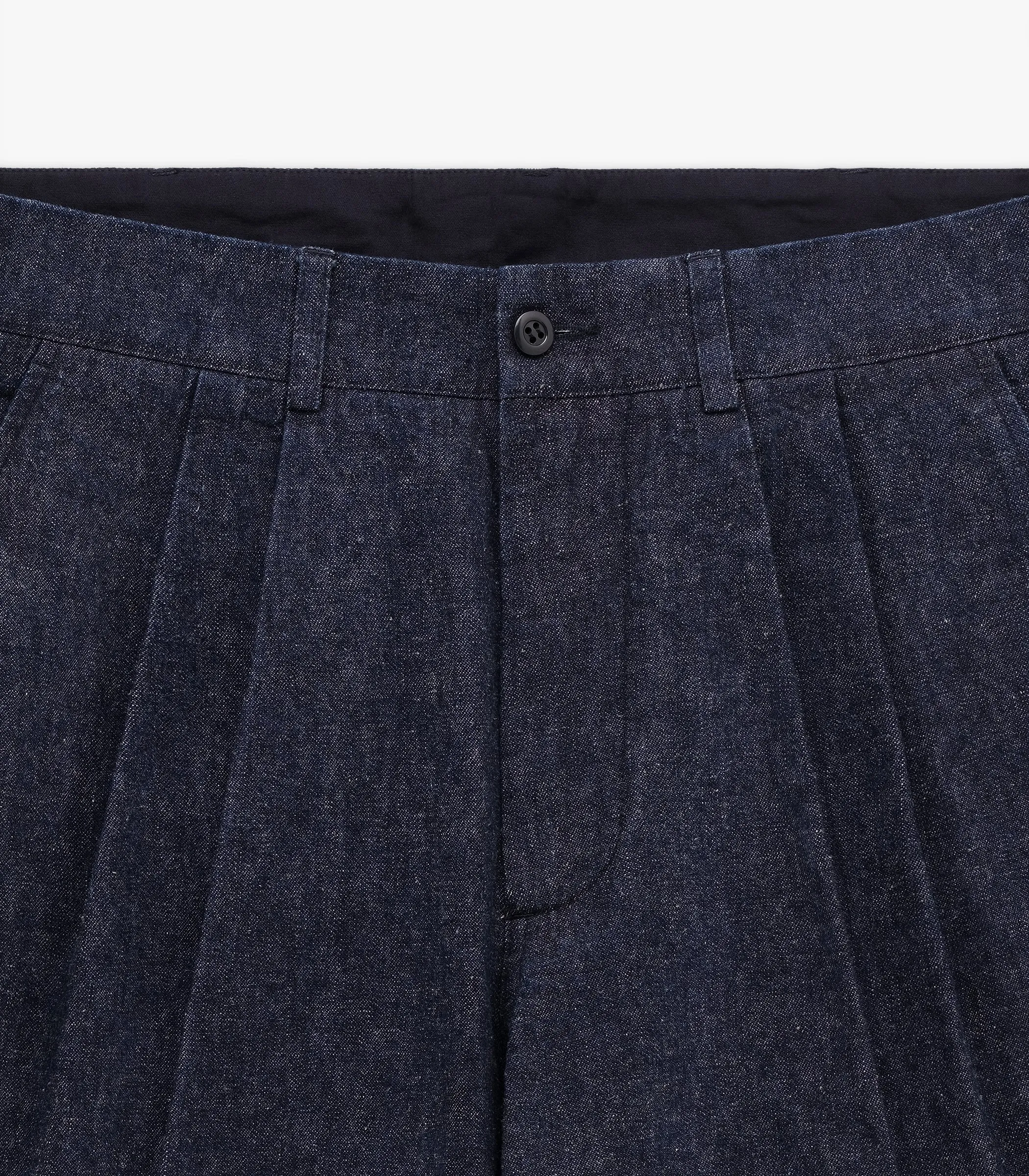 Canal Pleated Denim Cotton & Linen Short sold by Knickerbocker product image thumbnail 3