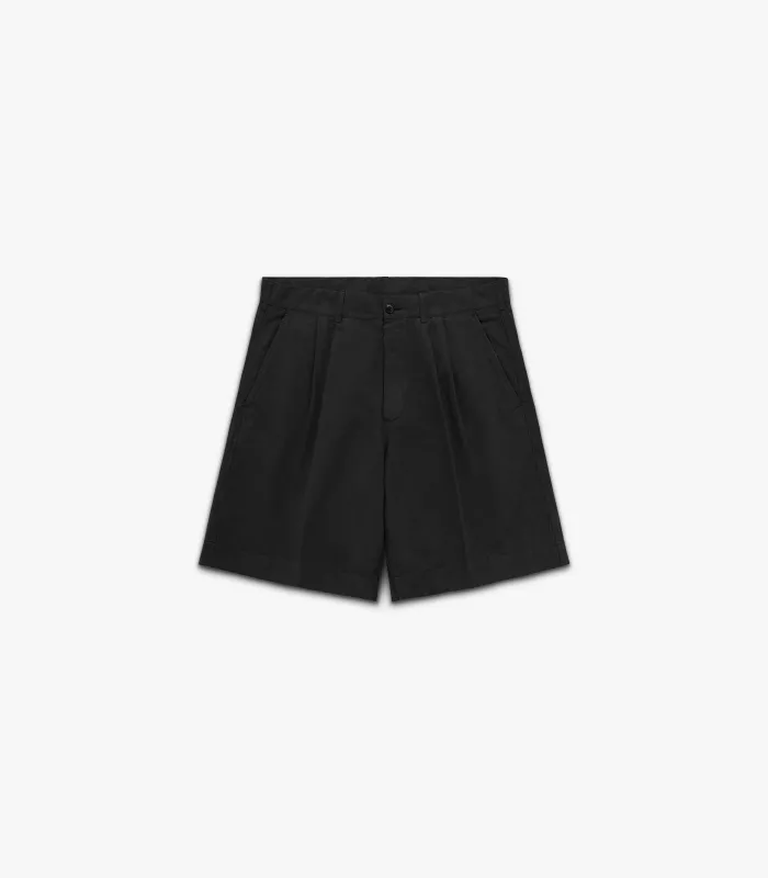 Canal Pleated Twill Cotton & Linen Short sold by Knickerbocker