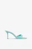 Mules in turquoise patent leather sold by Paris Texas