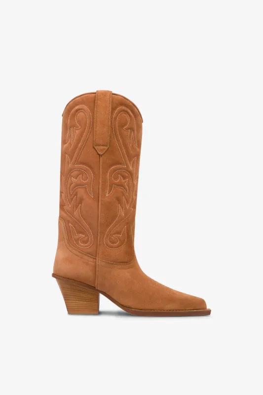 Boots in terracotta suede leather sold by Paris Texas