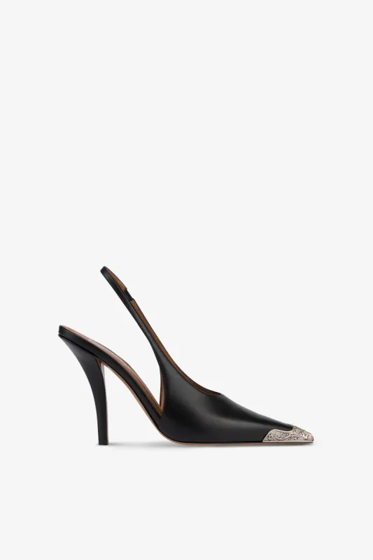 Slingbacks in black leather sold by Paris Texas