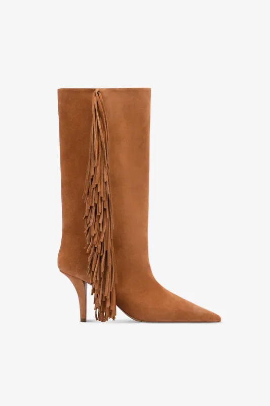 Boots in terracotta suede leather sold by Paris Texas