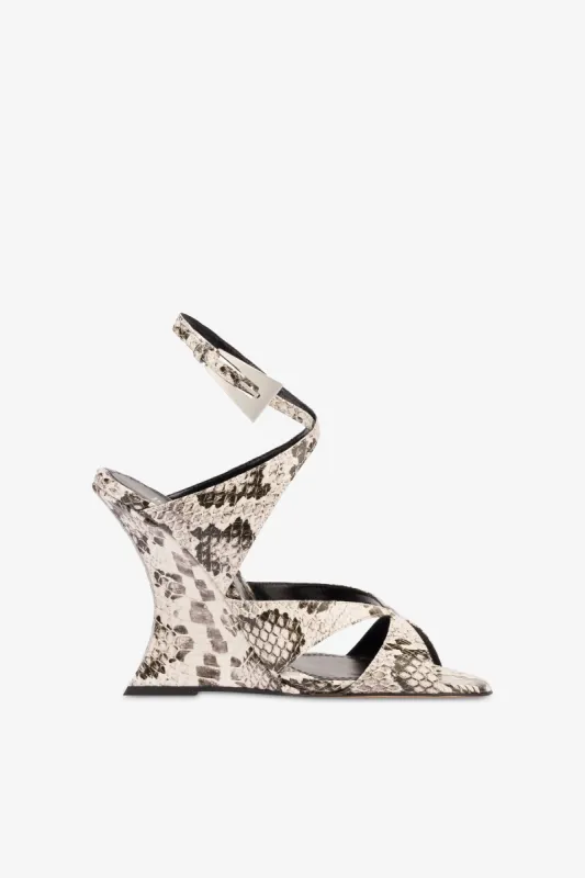 Sandals in white python-print leather sold by Paris Texas