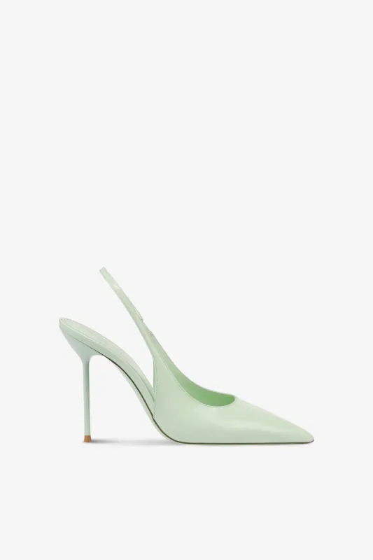 Slingbacks in mint patent leather sold by Paris Texas