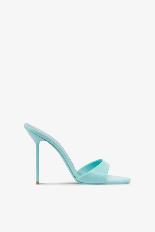 Mules in turquoise patent leather made by Paris Texas