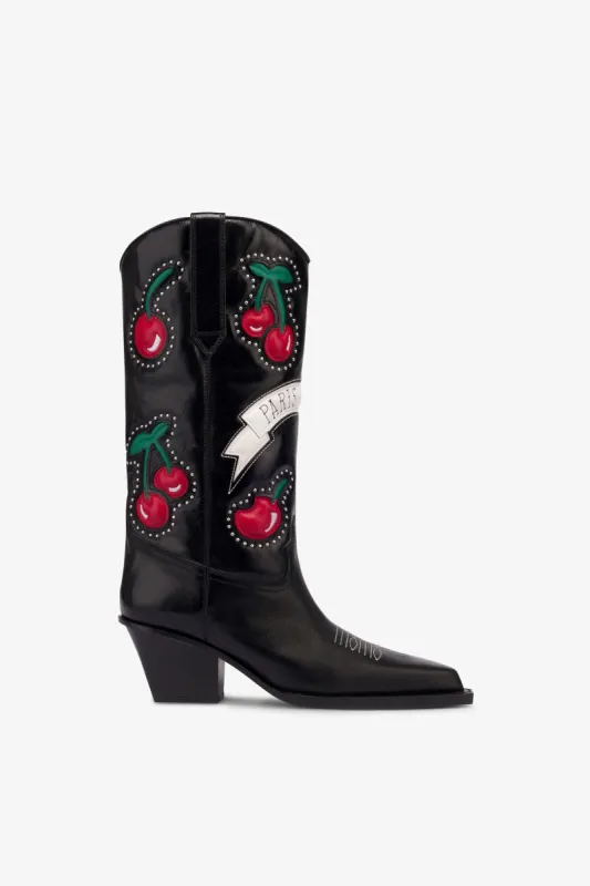 Boots in black leather sold by Paris Texas