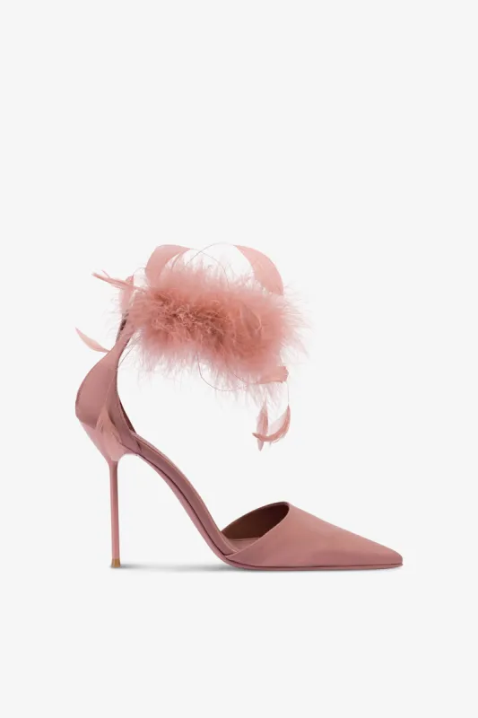 Pumps in dark phard satin sold by Paris Texas